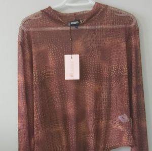 High Neck snake mesh print thong